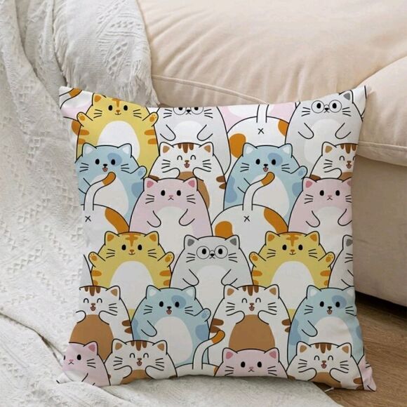 Cartoon Kitty Cats Design Zippered Pillowcase for Accent Pillow - Picture 4 of 4